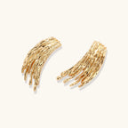 Gold-toned cascade jewelry set with flowing textured strands, featuring drop earrings and matching pendant necklace
