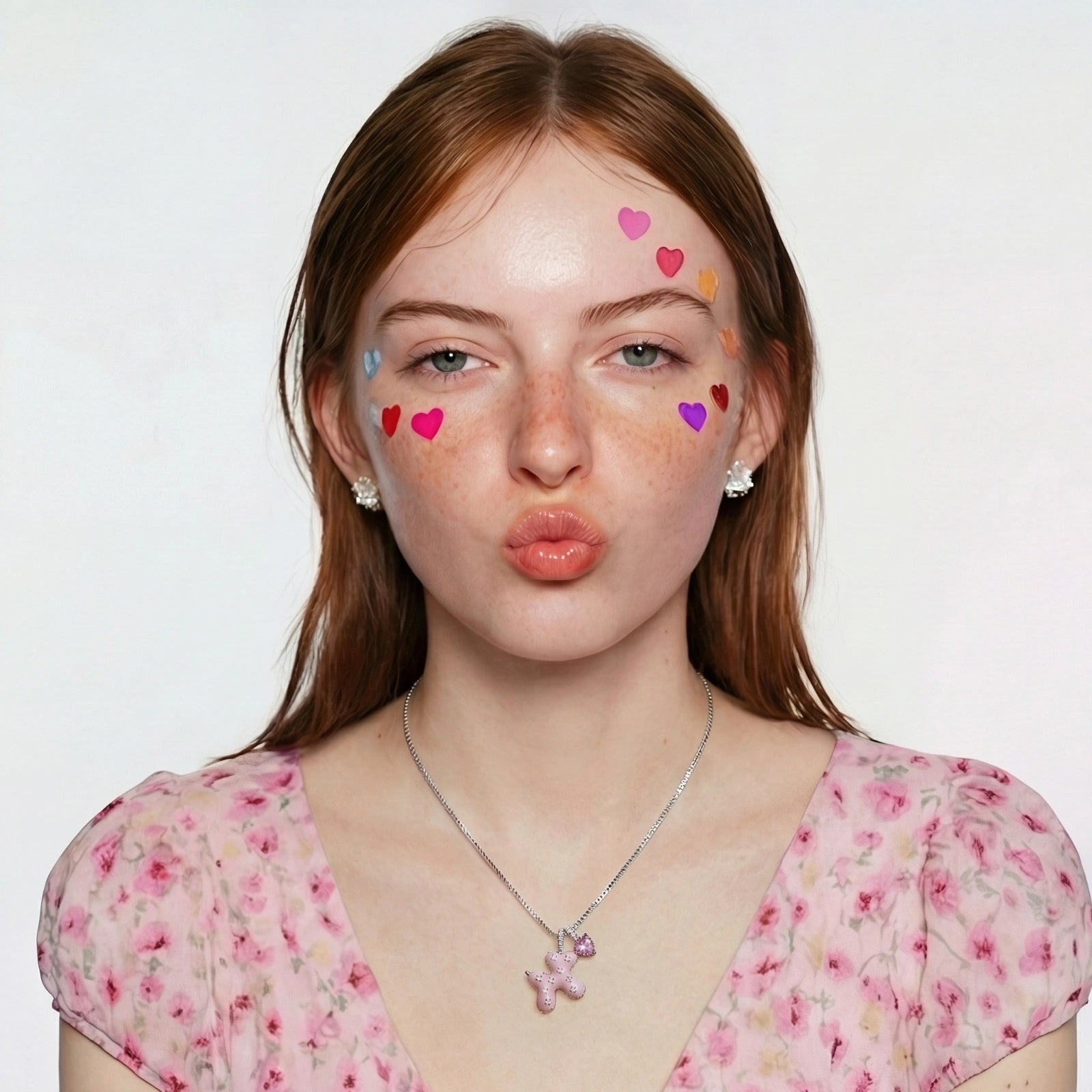 Pink Puppy Heart Necklace